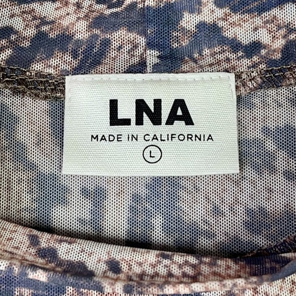 LNA Top Womens Large Snakeskin Mesh Mock Neck Short Sleeve Snake Print Fitted - Picture 5 of 8